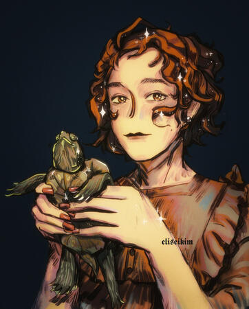 girl with a turtle | halfbody commission